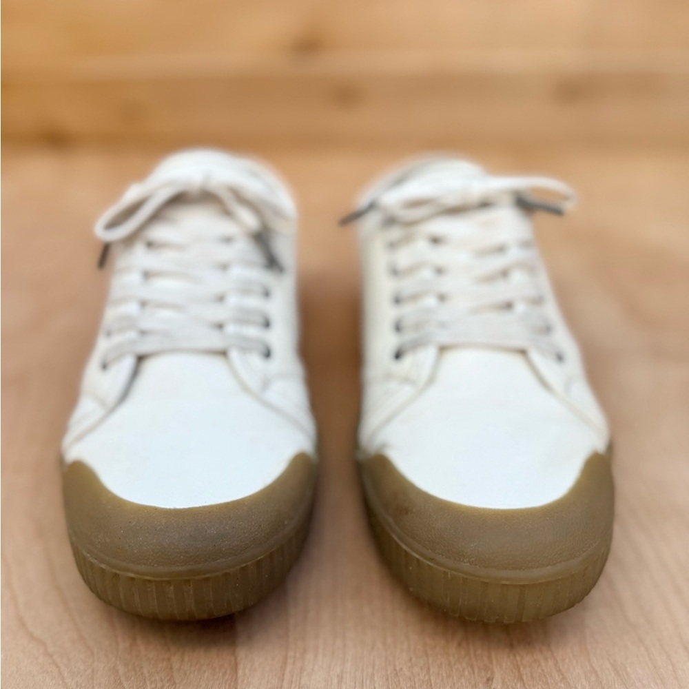 G2 Sheepskin Spring CourtWhite Sneakers with Tan Soles